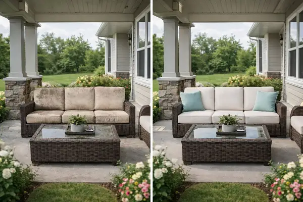 before and after patio furniture cleaning